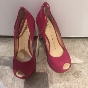 Giuseppe Zanotti wedge platform pink suede curve Gem size 36